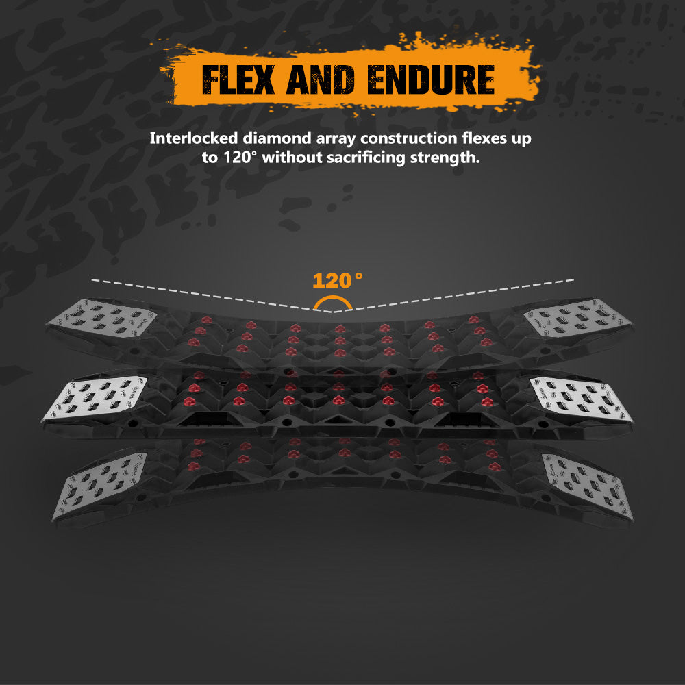 San Hima Offroad Traction Boards with Jack Base Replaceable Teeth Black