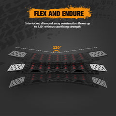 San Hima Offroad Traction Boards with Jack Base Replaceable Teeth Black