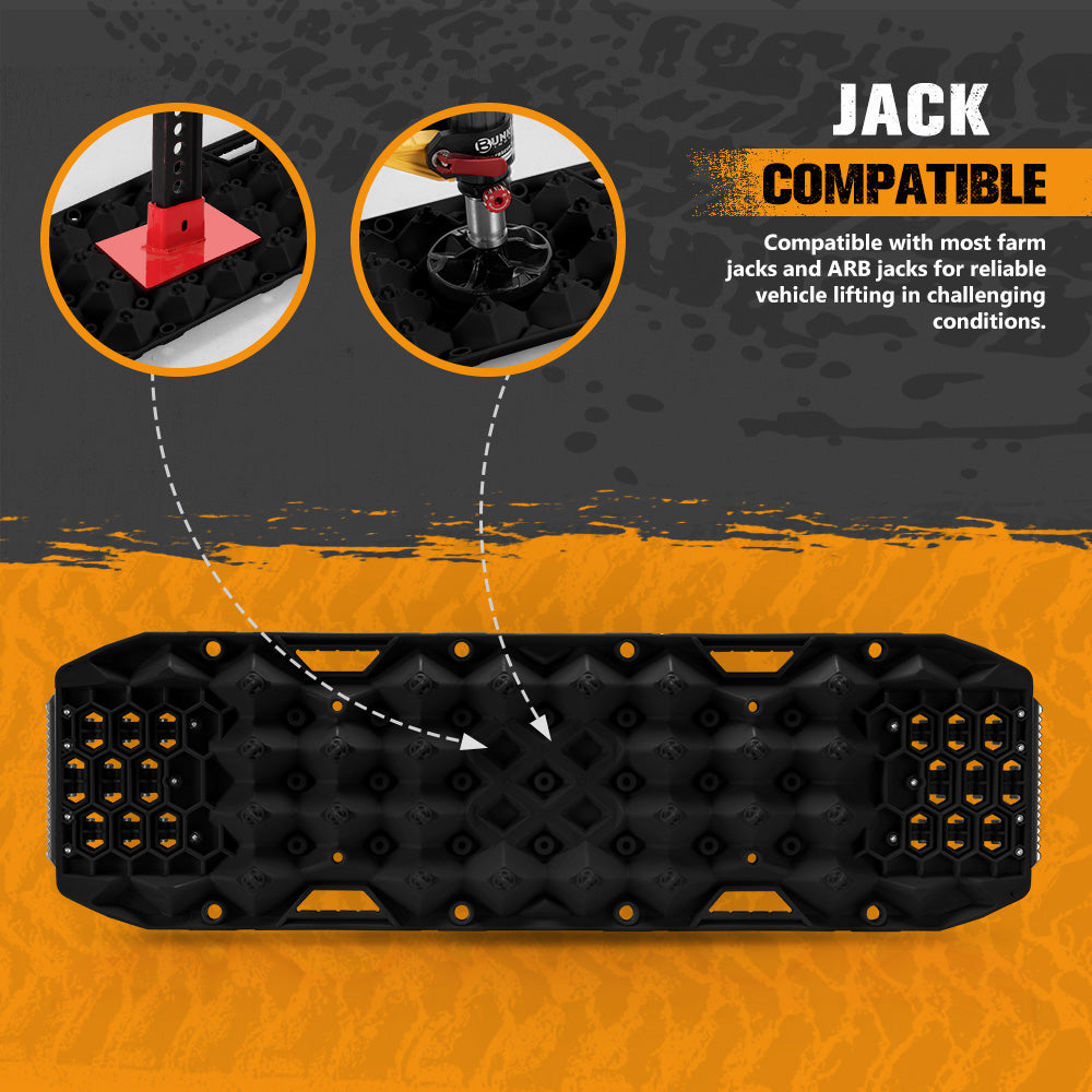 San Hima Offroad Traction Boards with Jack Base Replaceable Teeth Black