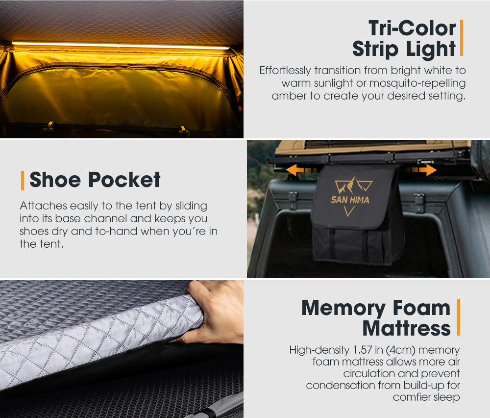 San Hima Kalbarri Lite Rooftop Tent Hardshell With Ladder & Rack Camping Khaki