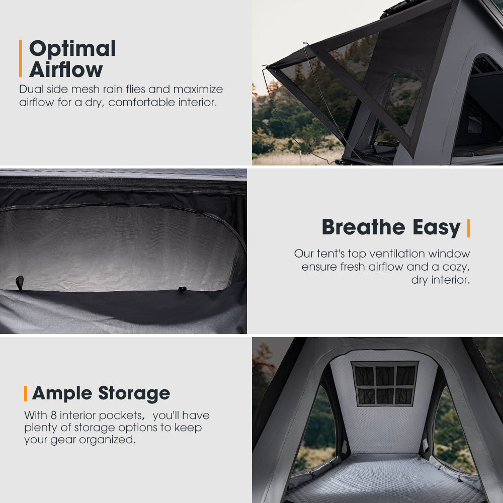 San Hima Kalbarri Lite Rooftop Tent Hardshell With Ladder & Rack Camping Grey