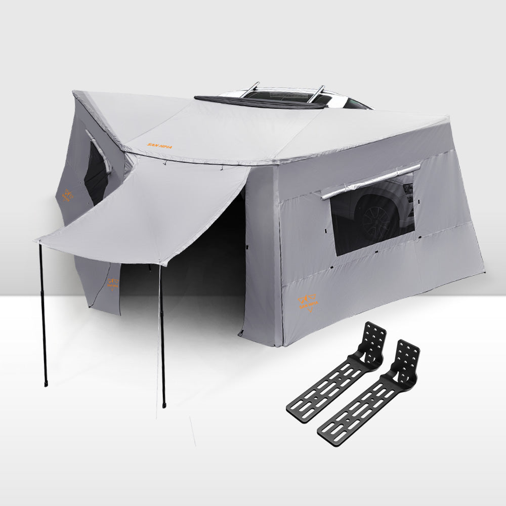 San Hima 180° Degree Awning With Side Wall Car Privacy Screens + "L" Bracket