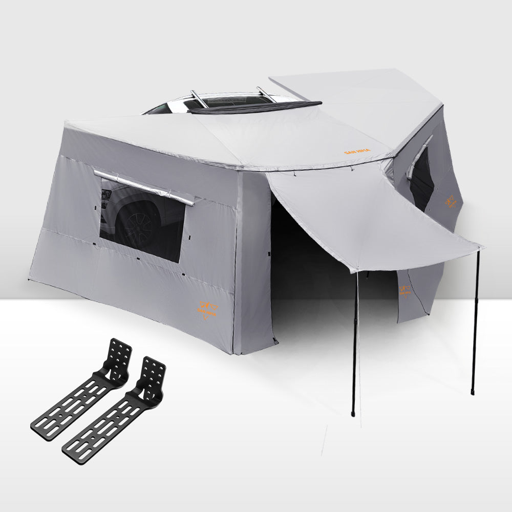 San Hima 270° Degree Awning With Side Wall Car Privacy Screens + "L" Bracket