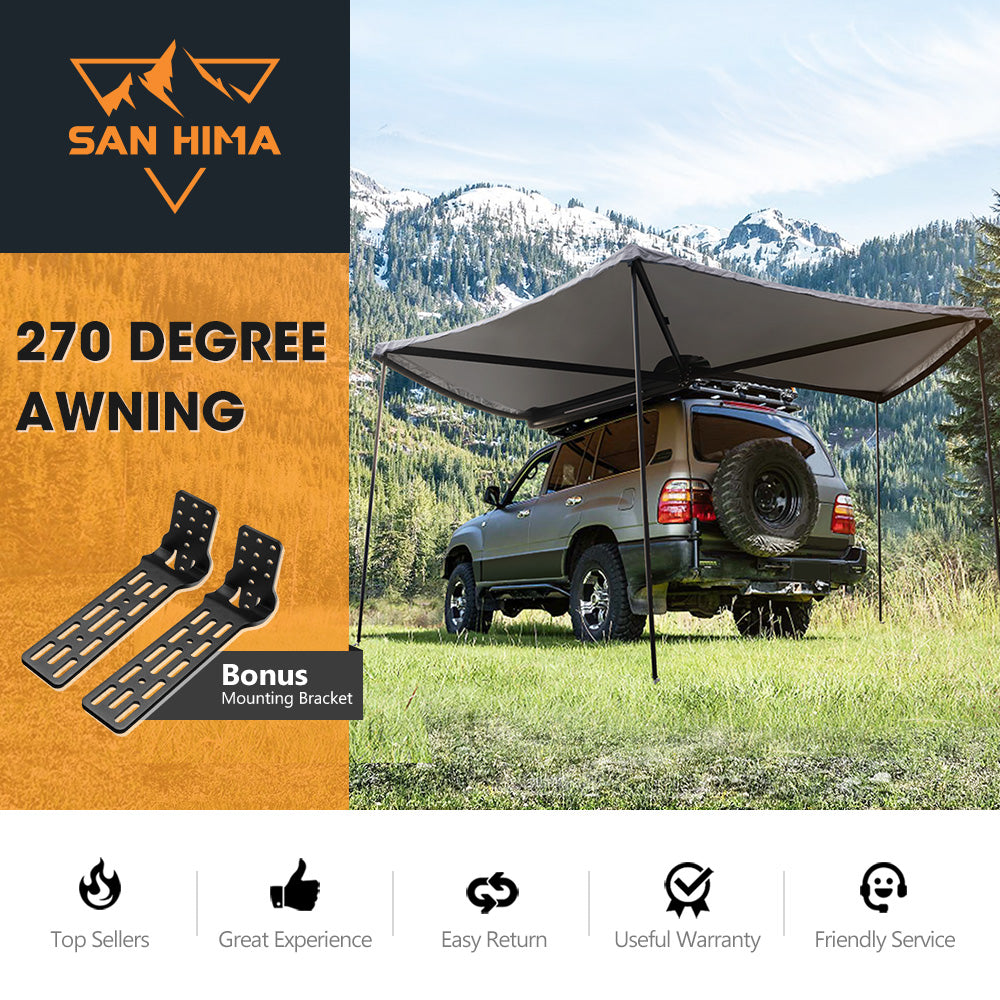San Hima 270° Degree Free-Standing Awning 600D Double-Ripstop + "L" Bracket