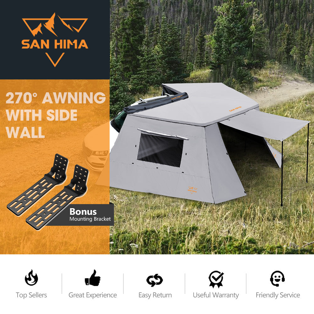 San Hima 270° Degree Awning With Side Wall Car Privacy Screens + "L" Bracket Secondary image
