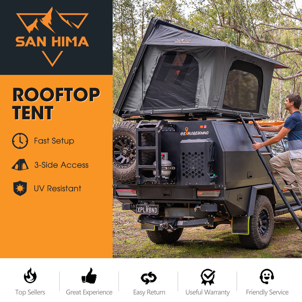 San Hima Kalbarri Side Rooftop Tent Hardshell With Ladder Waterproof Camping 4WD Secondary image