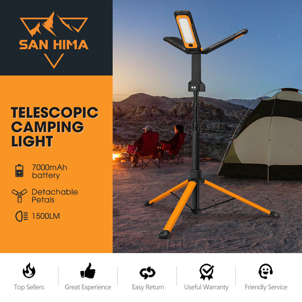 San Hima Telescopic Light Portable Lithium LED Tripod Lamp Camping Rechargeable